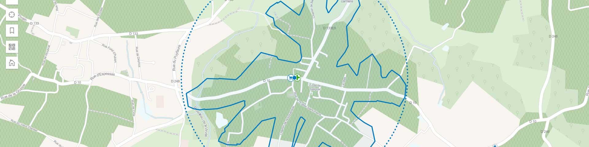 Calculez le périmêtre de 1 km et 20 km autour de chez vous