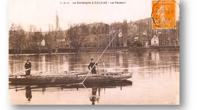 Bac Dordogne de Calviac. Carte Postale