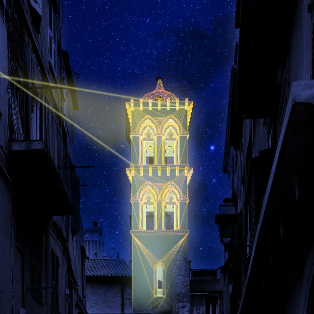 Laser Eglises Lumieres Clocher Sainte Marie Majeure Bonifacio Festi Lumi 2