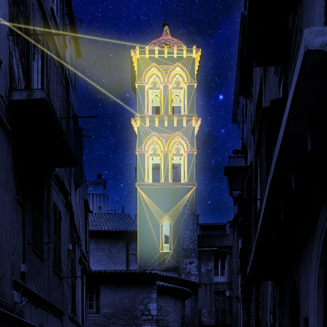 Clocher Sainte Marie Majeure Lumiere Festi Lumi Bonifacio