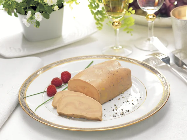 Half-cooked foie gras on a plate
