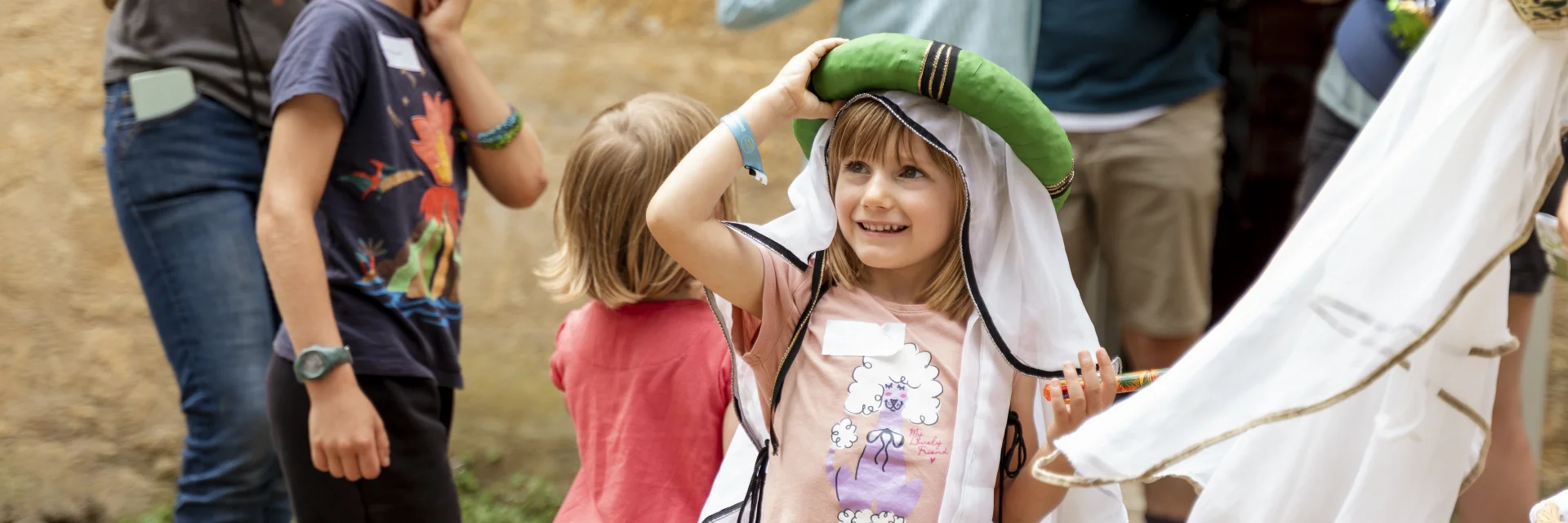 Children dressed up for a visit