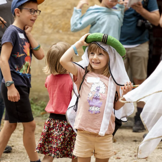 Children dressed up for a visit