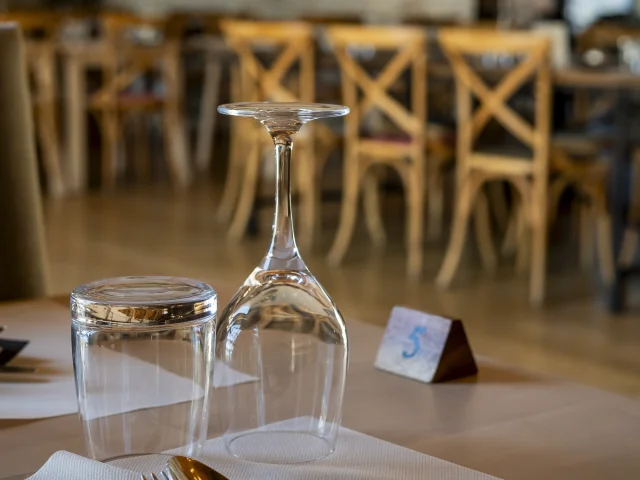 Glasses on a restaurant table