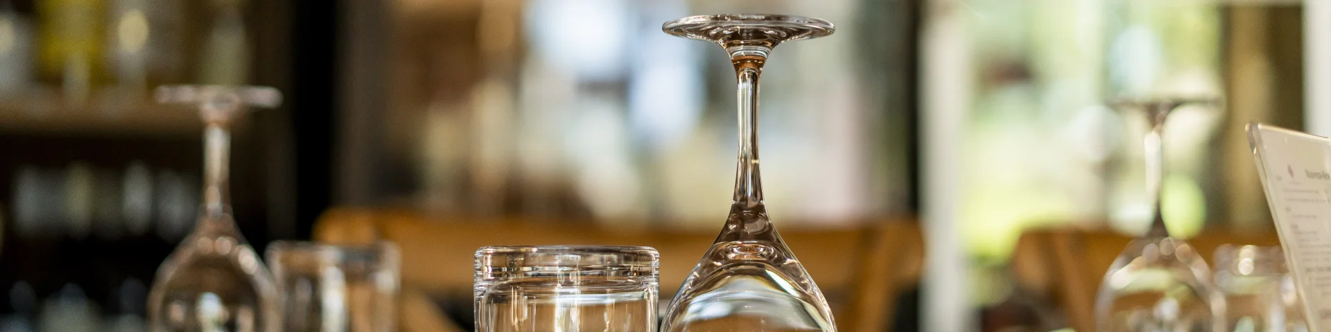 Glasses on a restaurant table