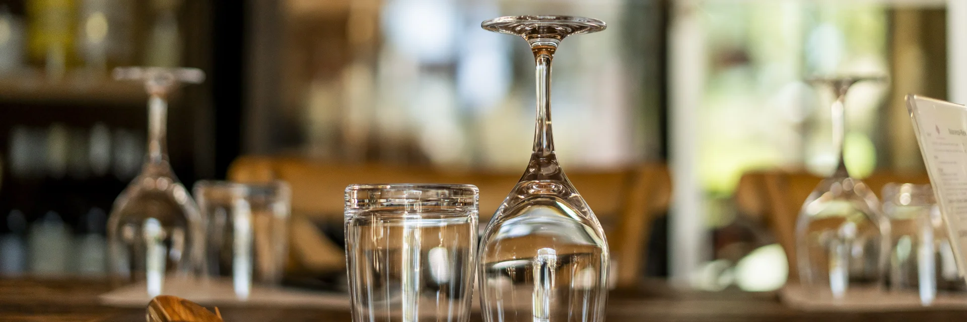 Glasses on a restaurant table