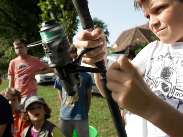 Fishing rod and reel at a children's workshop