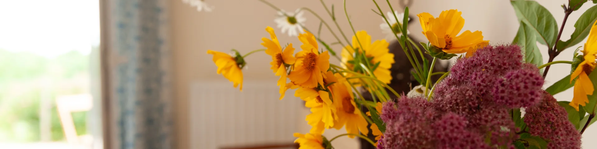 Bouquet of flowers in a guest room