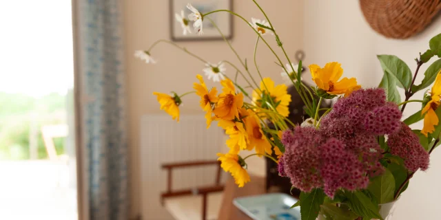 Bouquet of flowers in a guest room