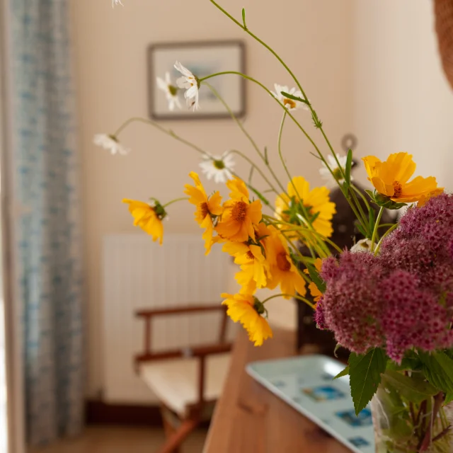Bouquet of flowers in a guest room