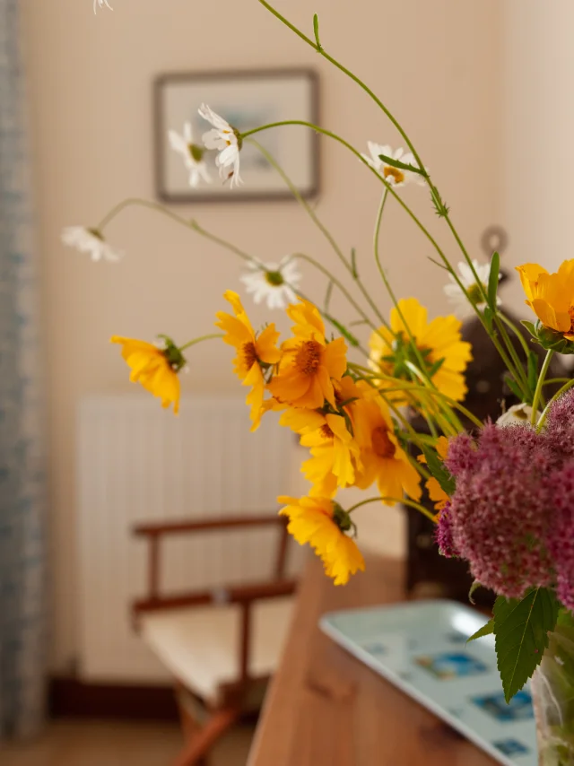 Bouquet of flowers in a guest room