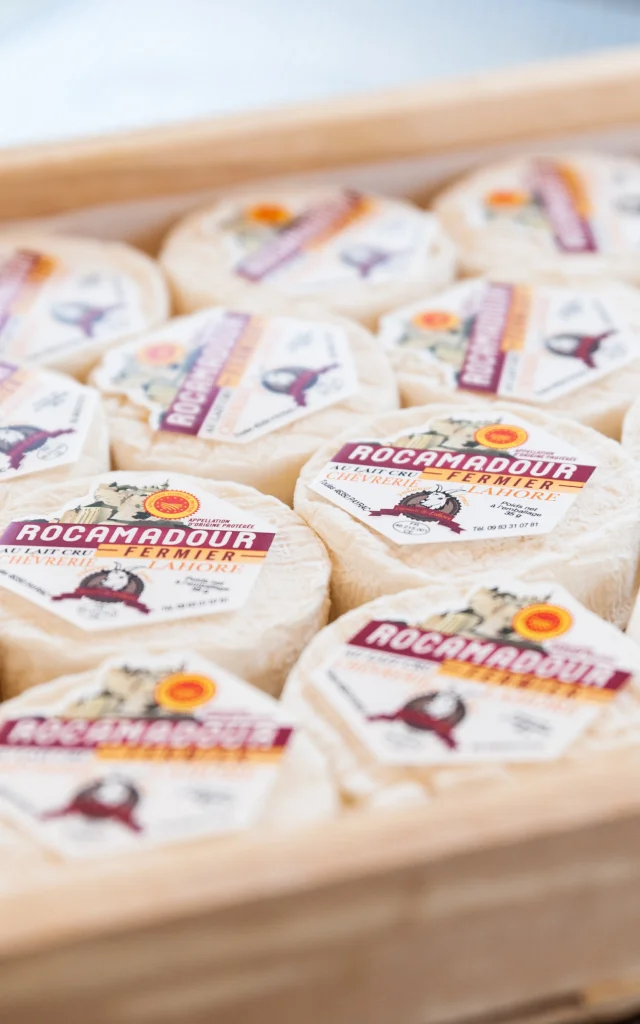 Rocamadour cheeses at the Market