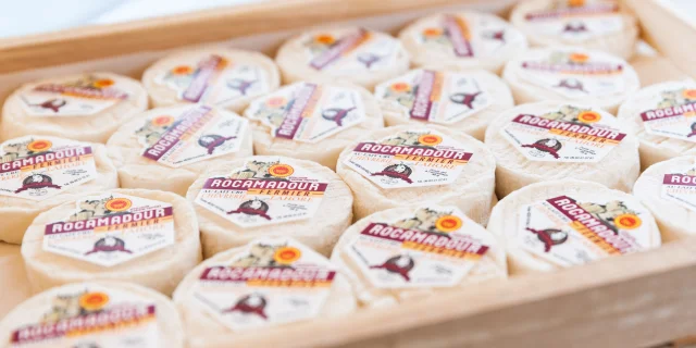 Rocamadour cheeses at the Market