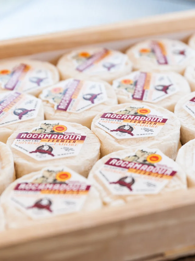 Rocamadour cheeses at the Market