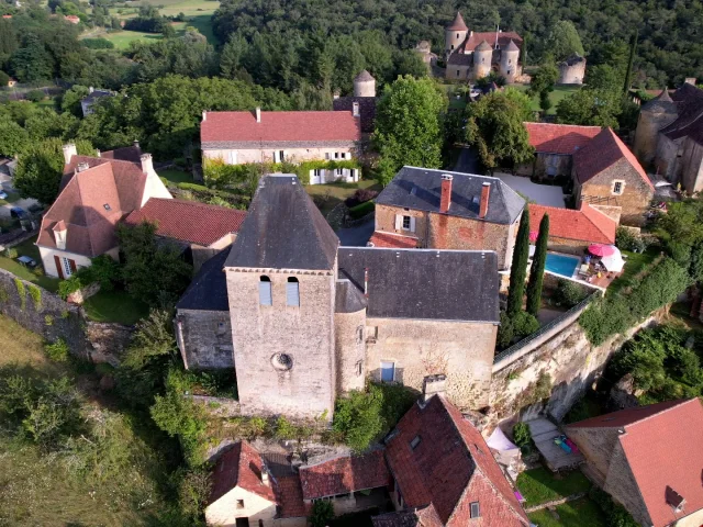 Aerial view of Milhac and its church