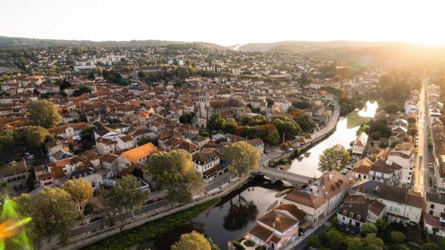 Vista aérea del corazón de Figeac