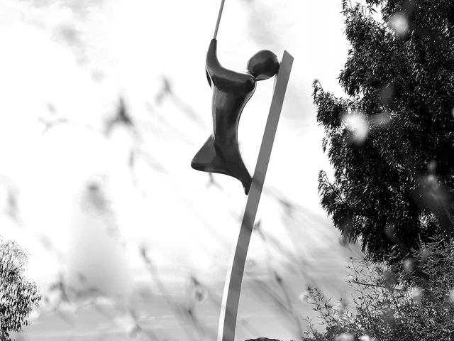 Statue Pecheur Noir Et Blanc