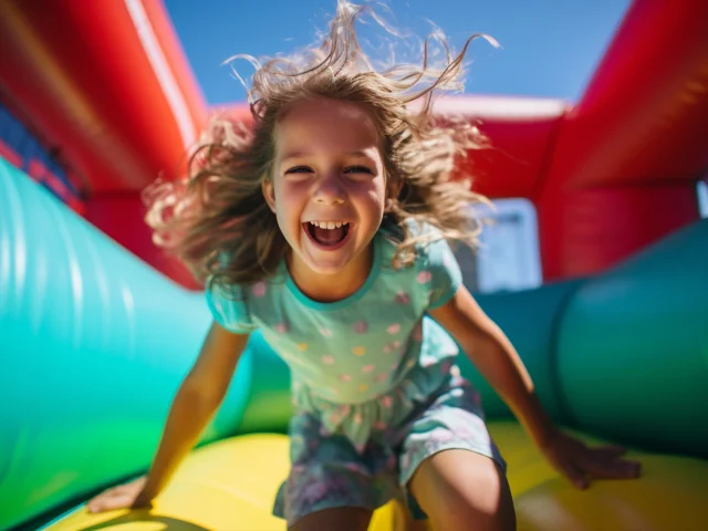 Enfant dans la structure gonflable