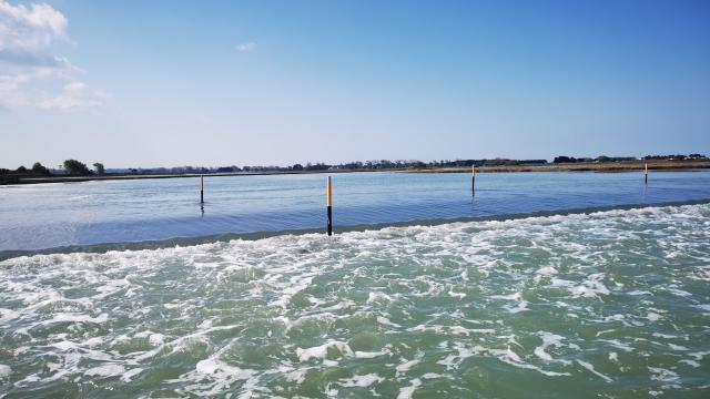 Submersible road at Bricqueville-sur-Mer during high tide
