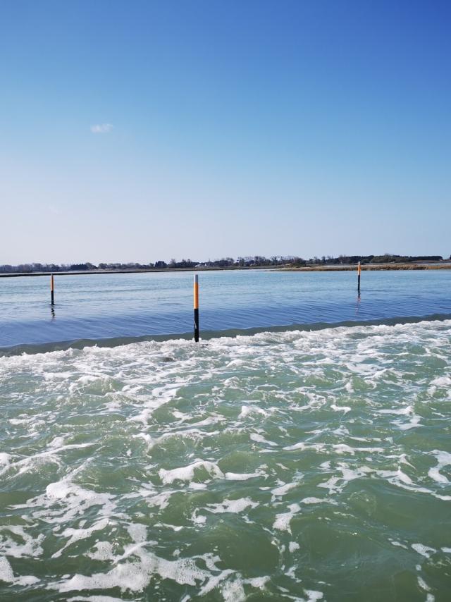 Submersible road at Bricqueville-sur-Mer during high tide