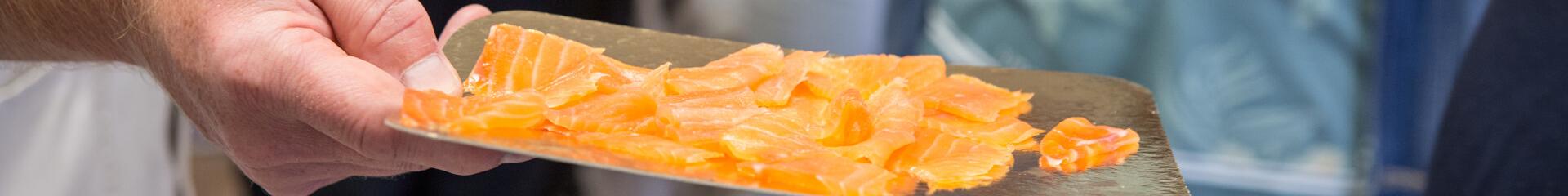 Smoked salmon tasting at Le Saumonier Granville