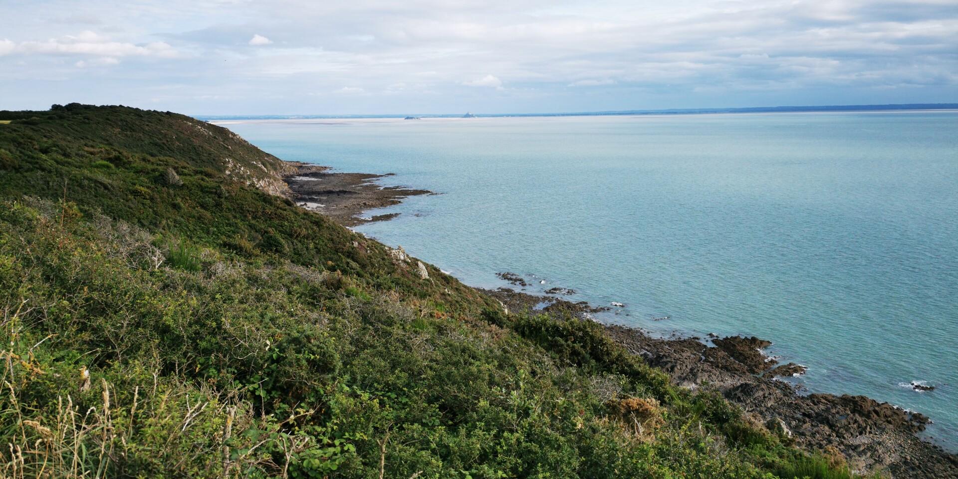 View of Tombelaine and Mont Saint-Michel from the Champeaux and Carolles cliffs