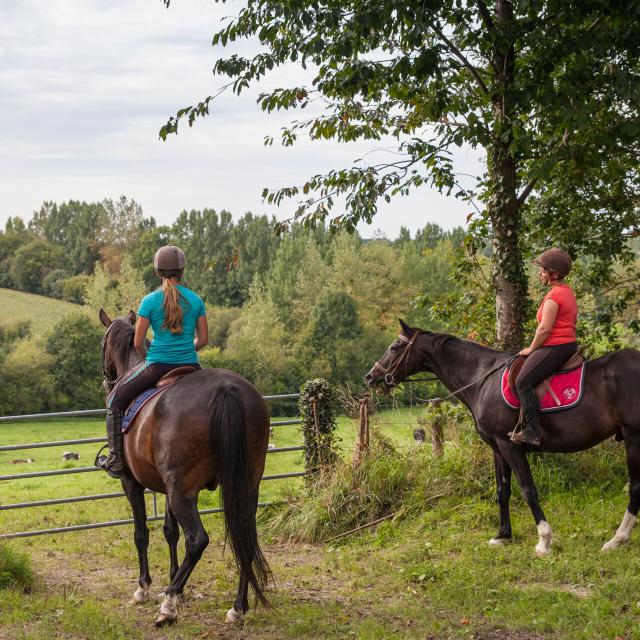 Randonneurs à cheval dans le bocage