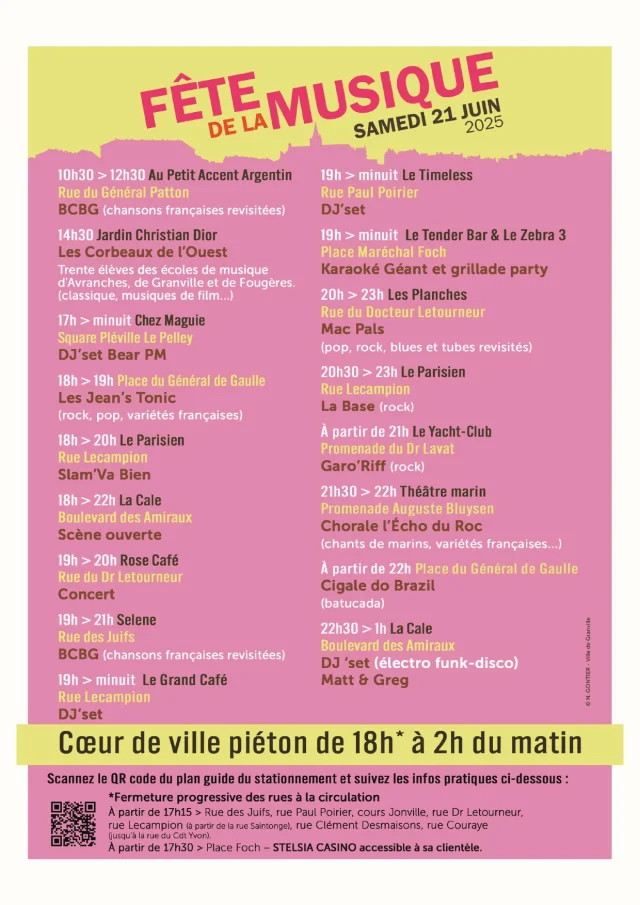Programme fête de la musique 2025 à Granville