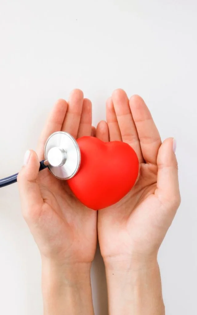 Mise A Plat Des Mains Tenant En Forme De Coeur Avec Stethoscope