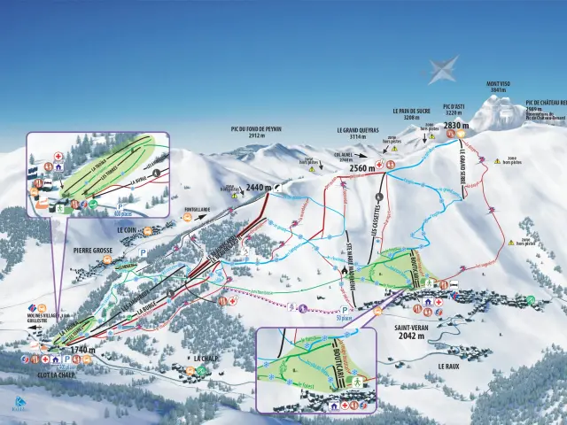 Plan Des Pistes Domaines Molines et Saint Veran