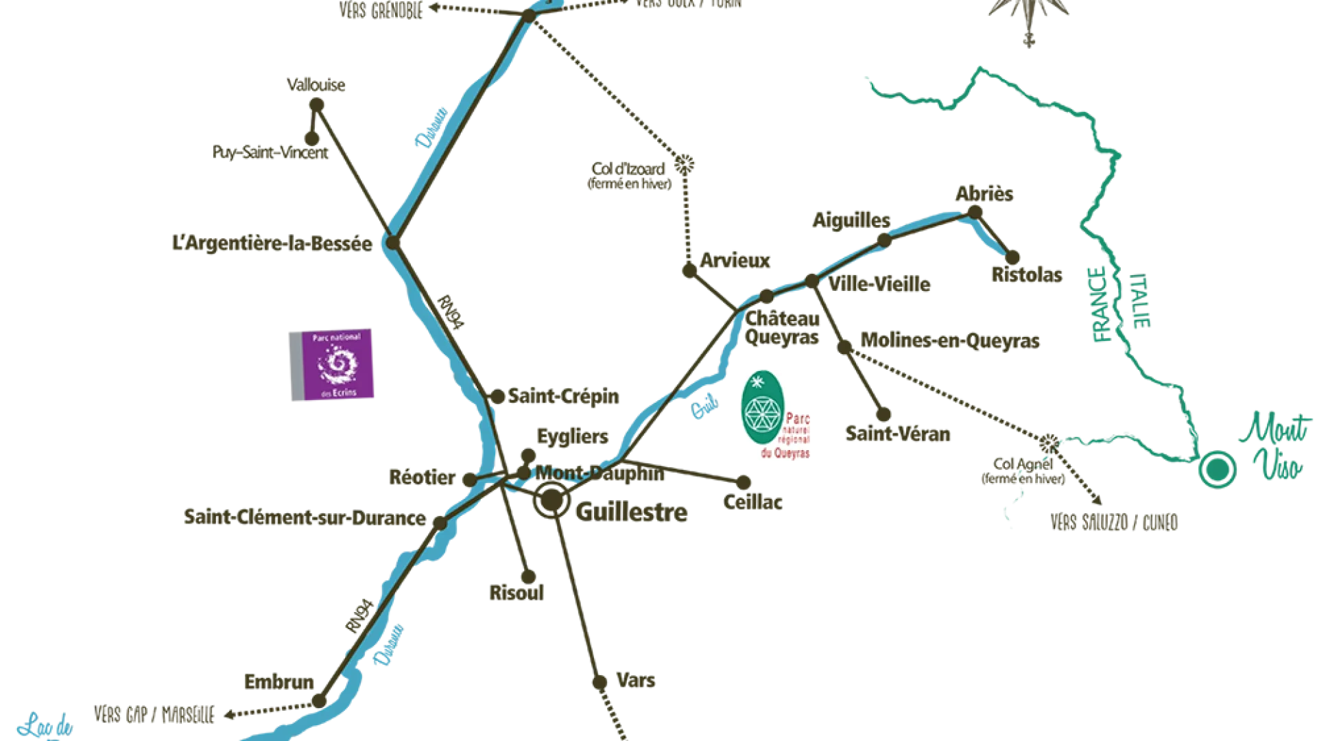 Carte Queyras Guillestrois Acces