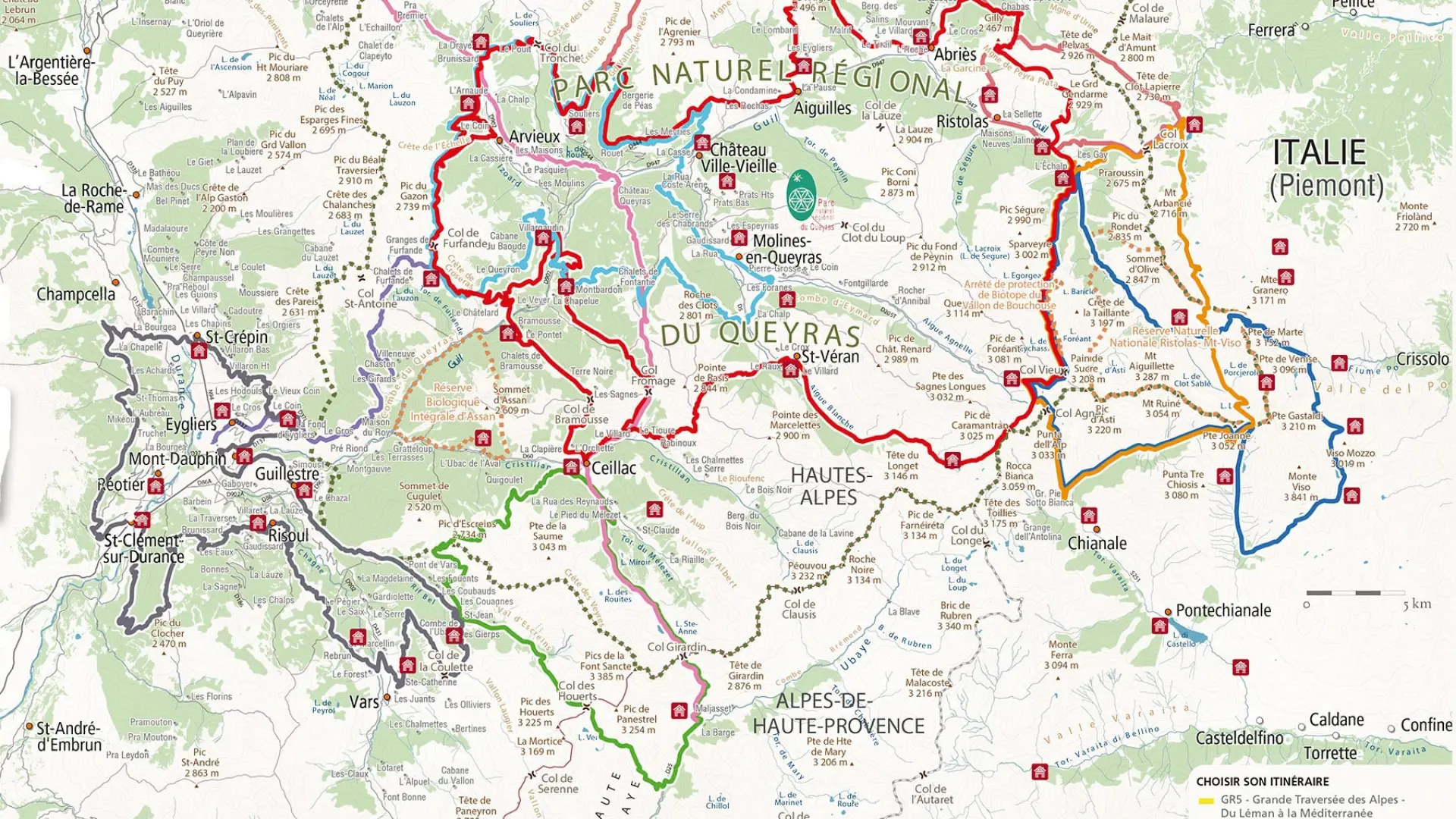 Carte Tour Du Queyras Et Variantes 05