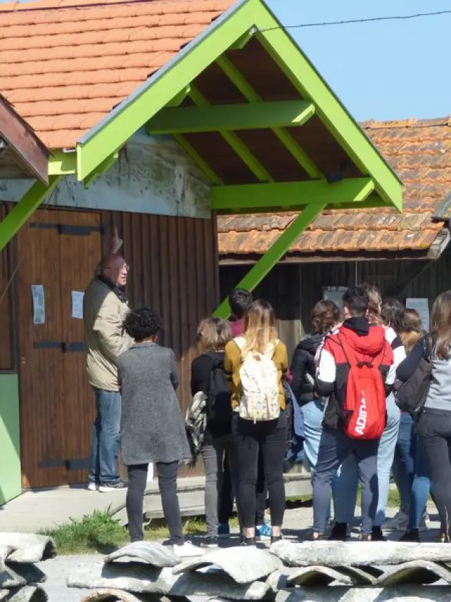 groupe de visiteurs lors de la visite du port de Larros