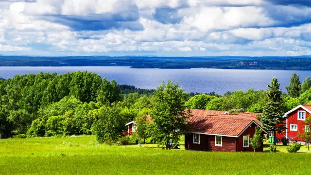 Typical wooden cottage in the countryside, Sweden