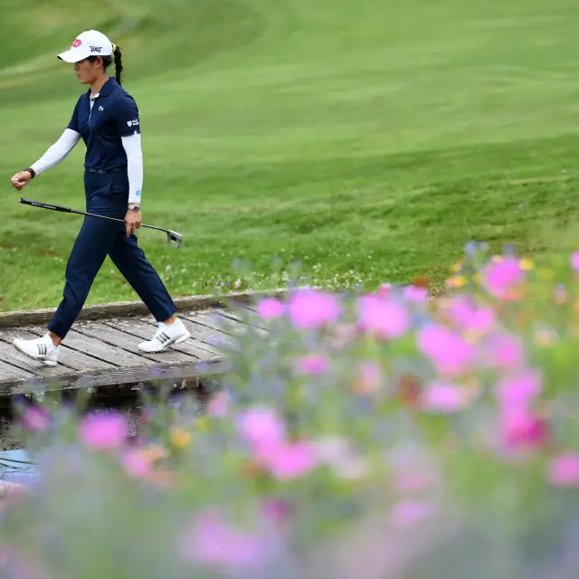 Celine  Boutier (FRA) competes during the final round of the Amundi Evian Championship 2025, at Evian Resort Golf Club, in Evian-Les-Bains, France, on July 13, 2025, Photo Philippe Millereau / KMSP
