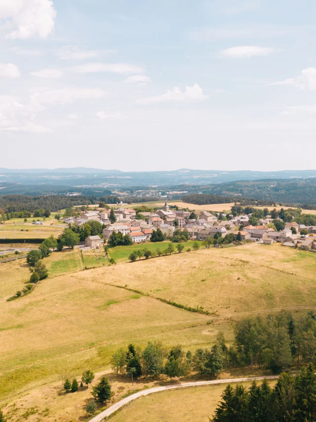 Village of Saint-Jeures seen from a drone
