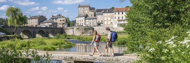 Hikers on the Camino de Santiago de Compostela in Tence