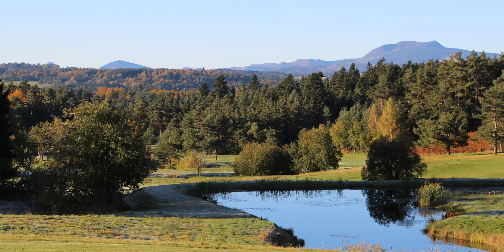 View of the Mezenc from the Golf course in autumn