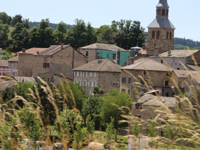 Vue du village de Tence depuis le Velay Express
