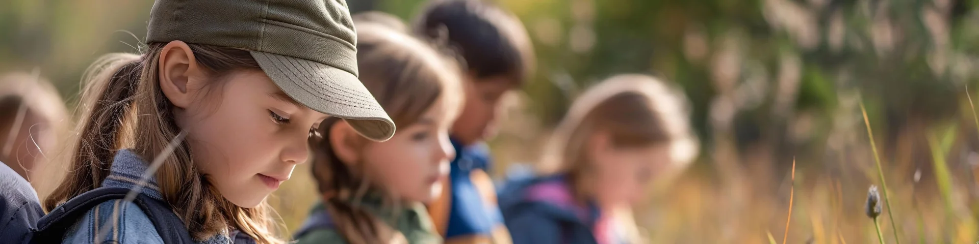 Un Groupe D Enfants En Excursion Dans La Nature Avec Des Cahiers Et Des Stylos A La Main Main