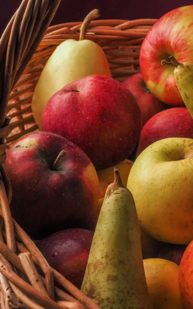 Panier de pommes et poires