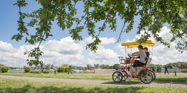 Personne jeunes faisant du vélo rosalie au Lac du Der