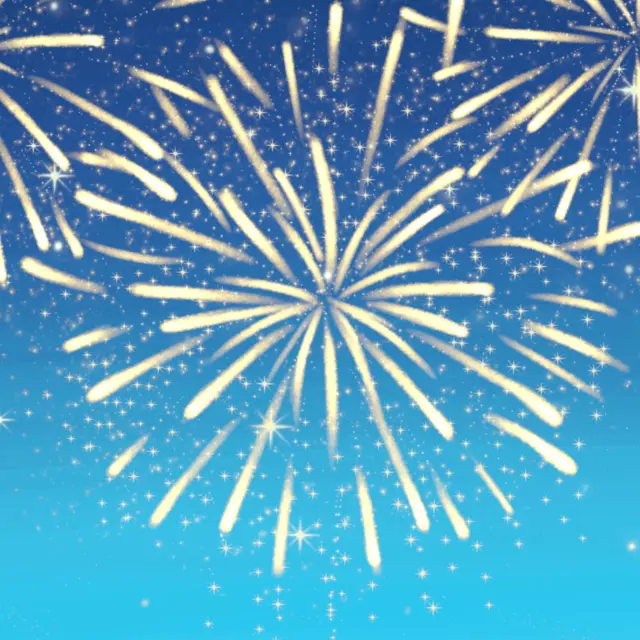 Illustration d'un feu d'artifice jaune dans un ciel étoilé