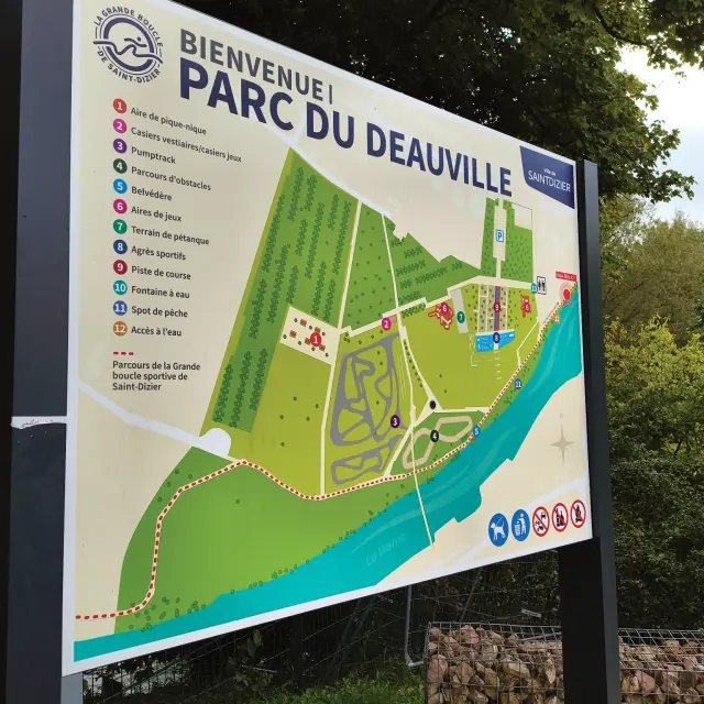 Panneau du plan du Parc du Deauville à Saint-Dizier