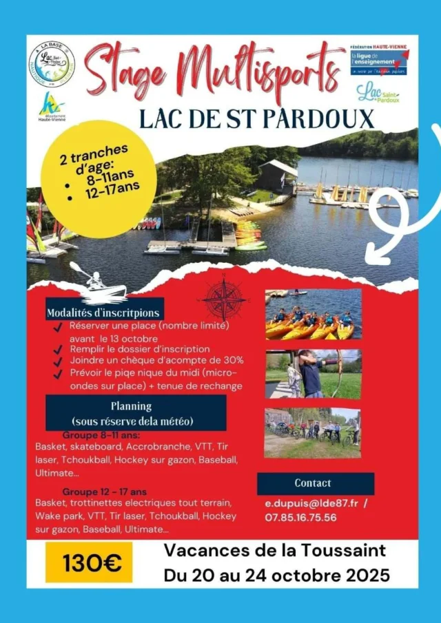 Stage Vacances De La Toussaint Lac De Saint Pardoux