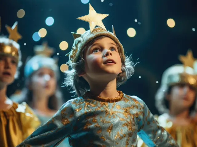 Des Jeunes Enfants Jouent Une Piece De Theatre Pour Celebrer La Journee Mondiale Du Theatre