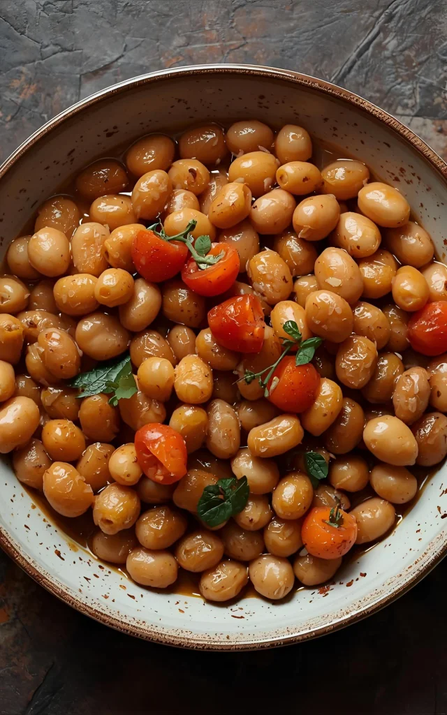 Une assiette de cocos de Paimpol à la tomate