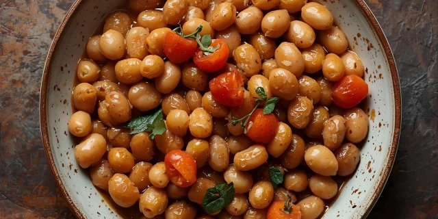 Une assiette de cocos de Paimpol à la tomate