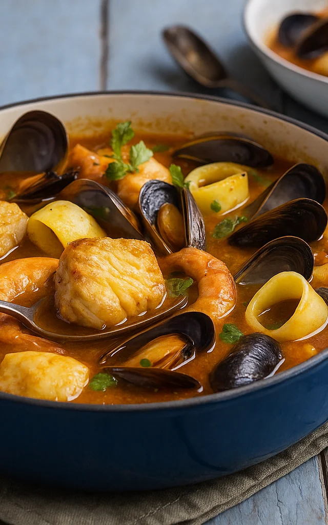 Plat fruits de mer et poisson - généré par IA