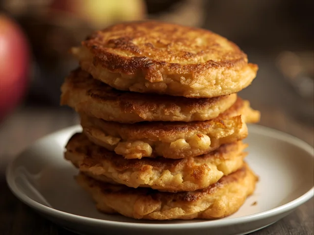 Mehrere Beignets De Treguier A La Pomme, die wie ein zerquetschter Kartoffelkuchen aussehen